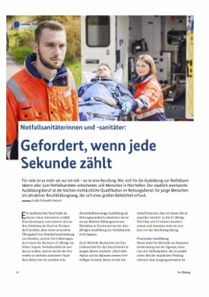 Vorschauseite 1: Notfallsanitäterinnen und -Sanitäter: Gefordert, wenn jede Sekunde zählt