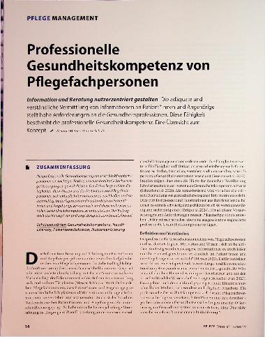 Vorschauseite 1: Professionelle Gesundheitskompetenz von Pflegefachpersonen