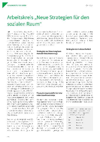 Vorschauseite 1: Arbeitskreis „Neue Strategien für den sozialen Raum“