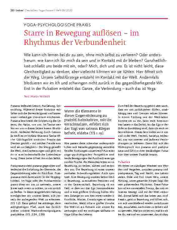 Vorschauseite 1: YOGA-PSYCHOLOGISCHE PRAXIS Starre in Bewegung auflösen – im Rhythmus der Verbundenheit