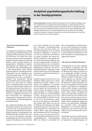 Vorschauseite 1: Analytisch-psychotherapeutische Haltung in der Sozialpsychiatrie