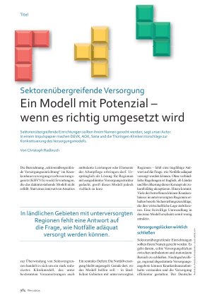 Vorschauseite 1: Sektorenübergreifende Versorgung Ein Modell mit Potenzial – wenn es richtig umgesetzt wird