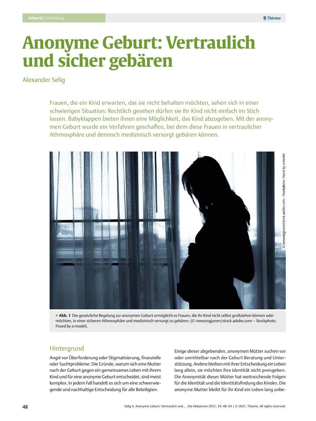 Vorschauseite 1: Anonyme Geburt: Vertraulich und sicher gebären