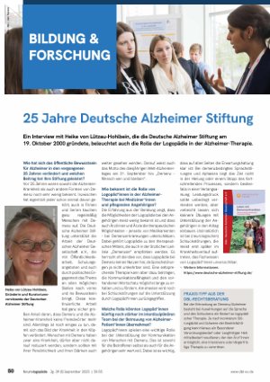Vorschauseite 1: 25 Jahre Deutsche Alzheimer Stiftung