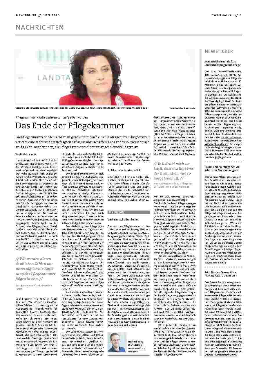 Vorschauseite 1: Das Ende der Pflegekammer
