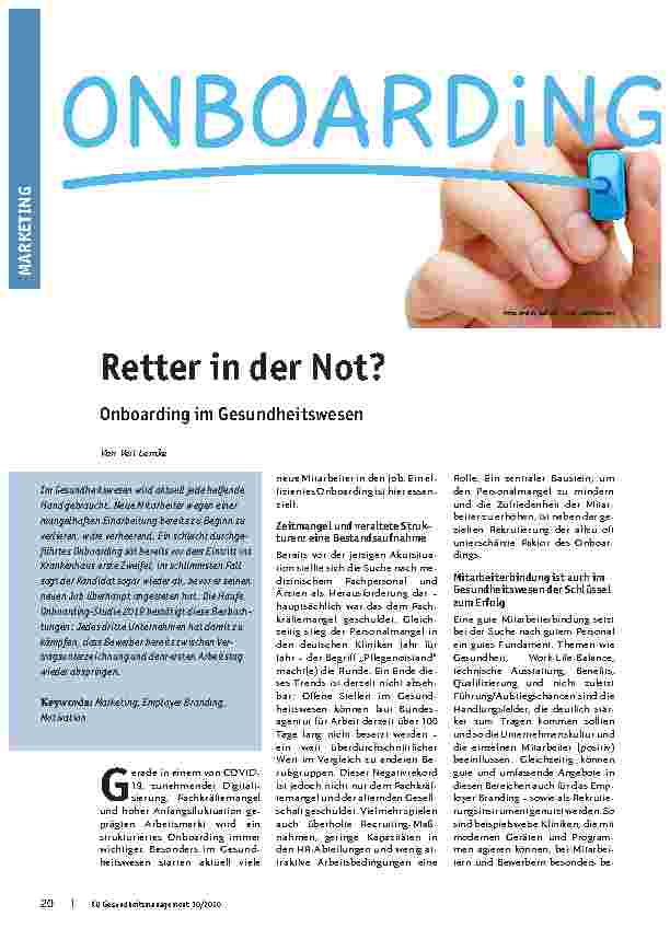 Vorschauseite 1: Retter in der Not? Onboarding im Gesundheitswesen