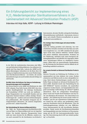 Vorschauseite 1: Ein Erfahrungsbericht zur Implementierung eines H2O2-Niedertemperatur-Sterilisationsverfahrens in Zusammenarbeit mit Advanced Sterilization Products (ASP)