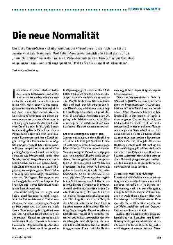 Vorschauseite 1: Die neue Normalität