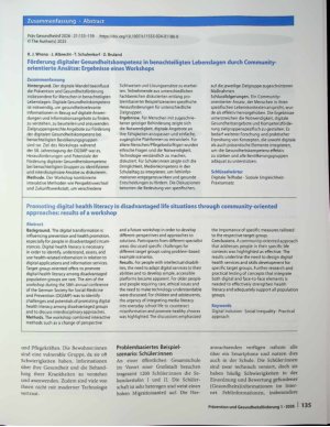 Vorschauseite 3: Förderung digitaler Gesundheitskompetenz in benachteiligten Lebenslagen durch Community-orientierte Ansätze: Ergebnisse eines Workshops