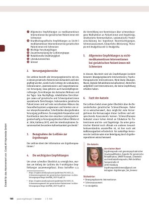 Vorschauseite 2: Die Leitlinie „Schmerzmanagement bei GERiatrischen PAtIeNt: innen in allen Versorgungssettings (GeriPAIN)“