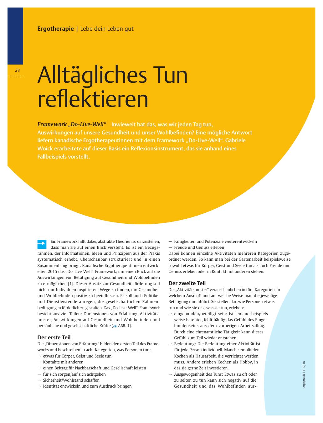 Vorschauseite 1: Alltägliches Tun reflektieren ? Framework ?Do-Live-Well?