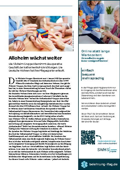 Vorschauseite 1: Alloheim wächst weiter.