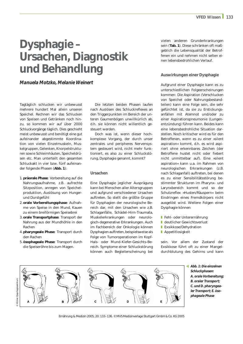 Vorschauseite 1: Dysphagie - Ursachen, Diagnostik und Behandlung