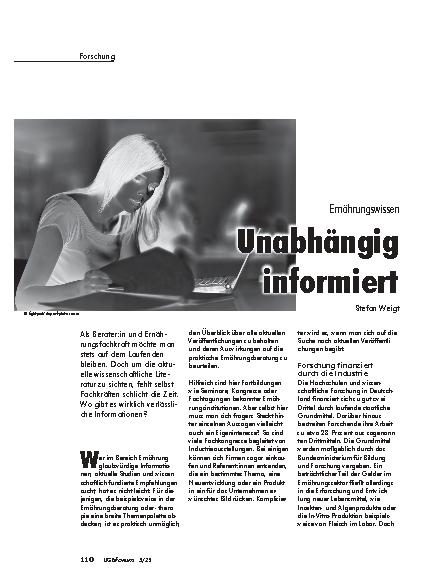 Vorschauseite 1: Ernährungswissen: Unabhängig informiert