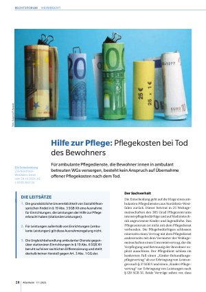 Vorschauseite 1: Hilfe zur Pflege: Pflegekosten bei Tod des Bewohners