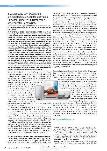 Vorschauseite 1: Inspiration aus dem Waschraum: Individualisierbare Spender motivieren Personal, Patienten und Besucher zu konsequenter Handhygiene.