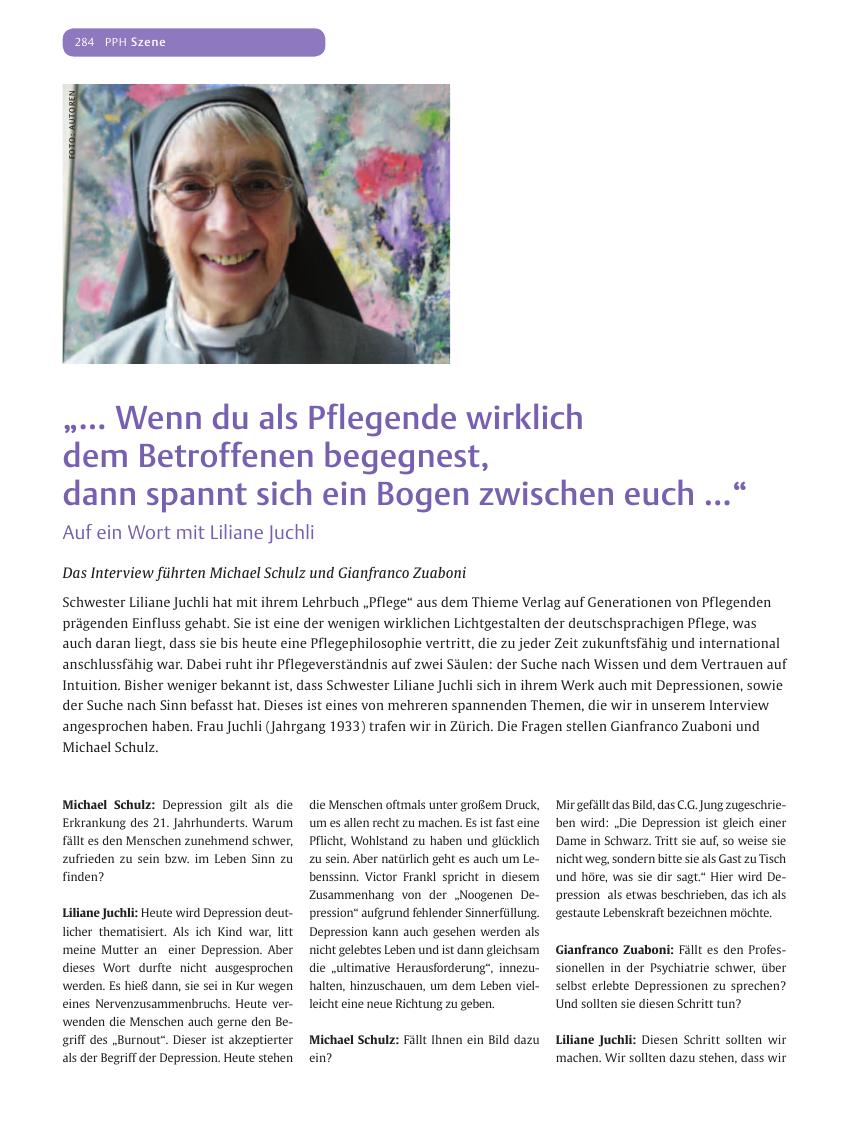 Vorschauseite 1: ?? Wenn du als Pflegende wirklich dem Betroffenen begegnest, dann spannt sich ein Bogen zwischen euch ??