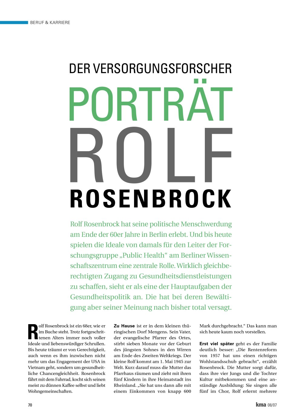 Vorschauseite 1: Porträt Rolf Rosenbrock