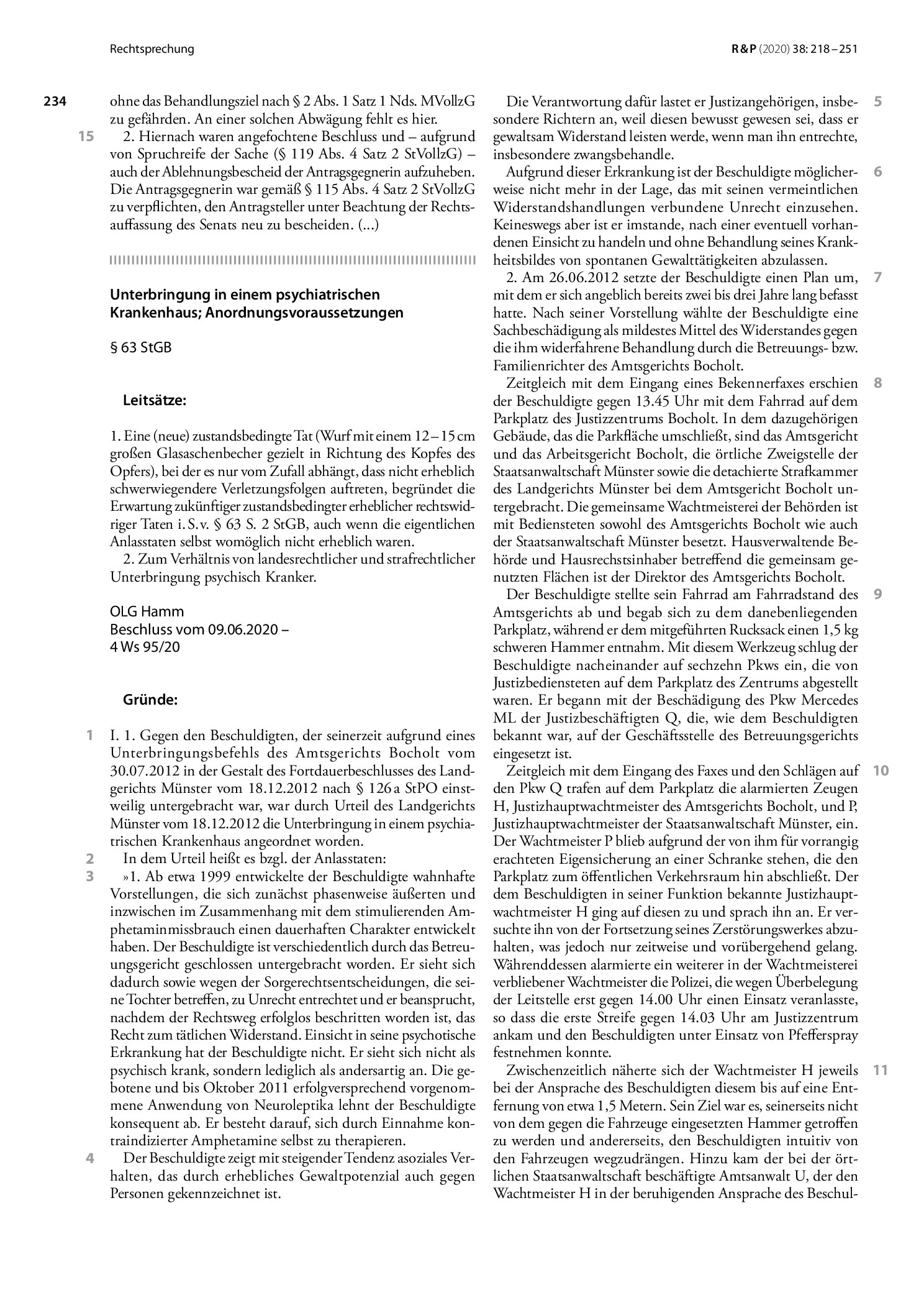 Vorschauseite 3: Psychiatrischer Maßregelvollzug; Zuwendung für berufliche Eingliederung