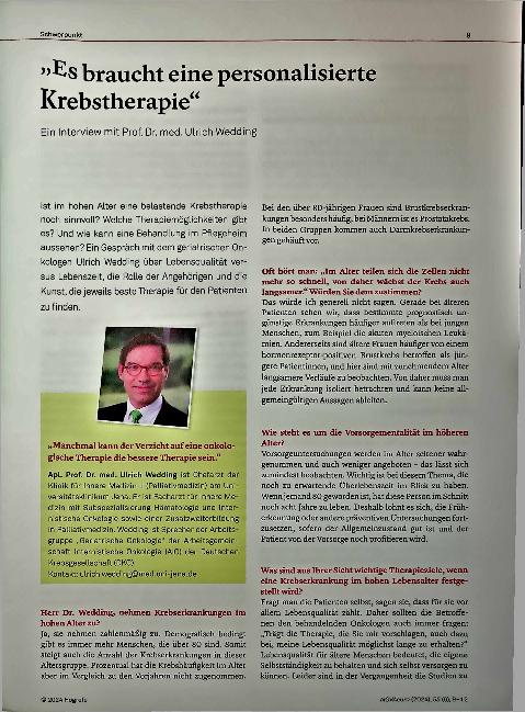 Vorschauseite 1: "Es braucht eine personalisierte Krebstherapie. "