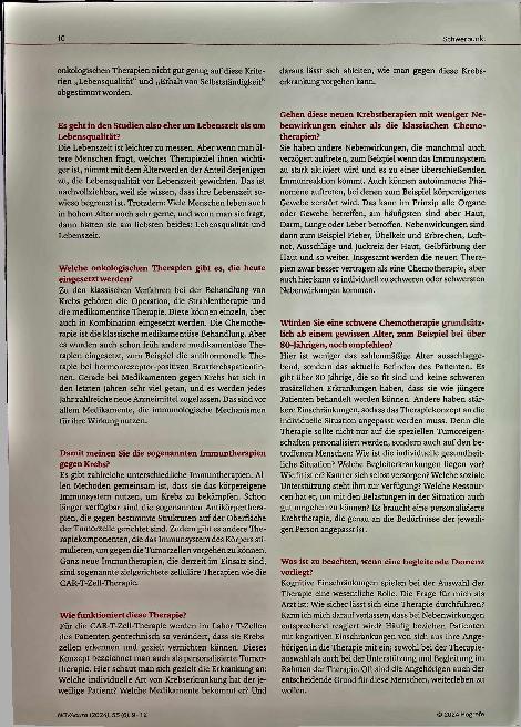 Vorschauseite 2: "Es braucht eine personalisierte Krebstherapie. "