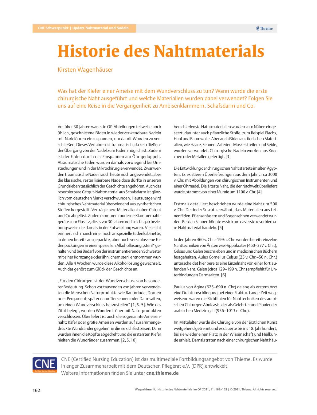 Vorschauseite 1: Geschichte des Nahtmaterials