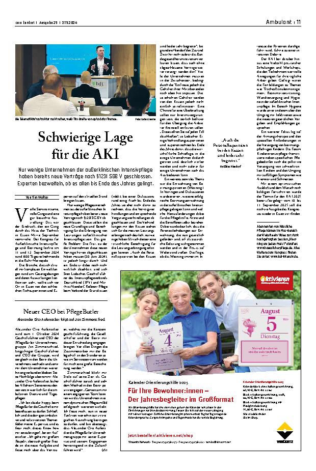 Vorschauseite 1: Schwierige Lage für die AKI