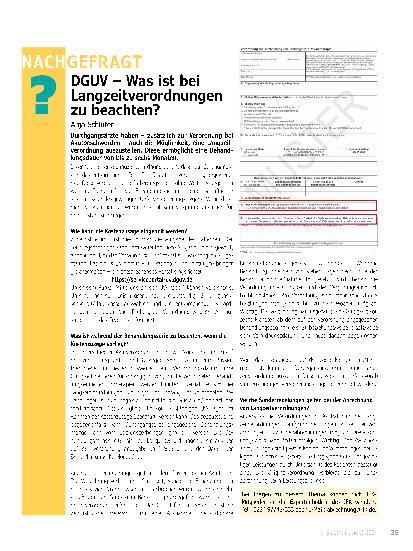 Vorschauseite 1: DGUV – Was ist bei Langzeitverordnungen zu beachten?