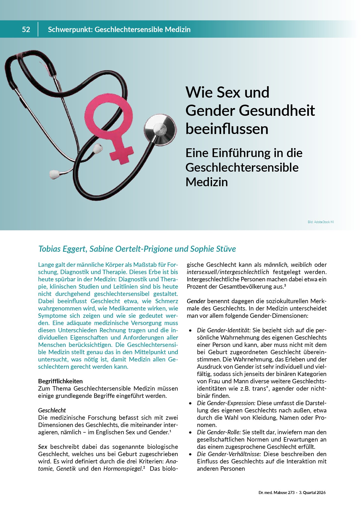 Vorschau: Wie Sex und Gender Gesundheit beeinflussen. Eine Einführung in die geschlechtersensible Medizin