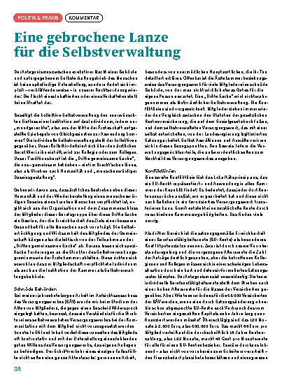 Vorschauseite 1: Eine gebrochene Lanze für die Selbstverwaltung