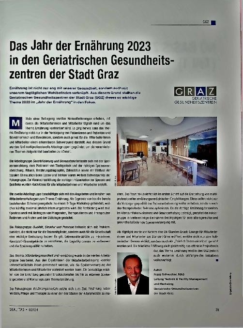 Vorschauseite 1: Das Jahr der Ernährung 2023 in den Geriatrischen Gesundheitszentren der Stadt Graz
