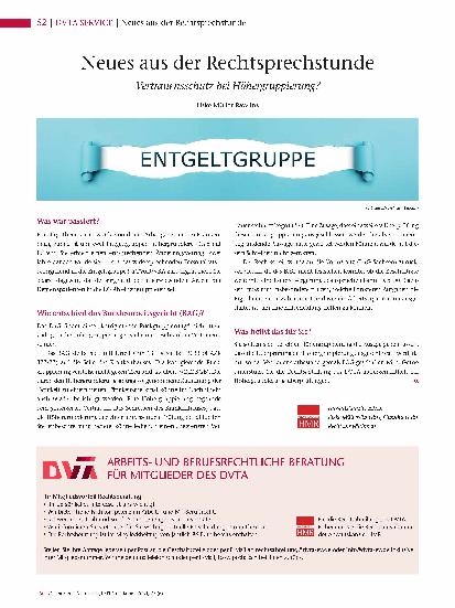 Vorschauseite 1: Neues aus der Rechtsprechung: Vertrauensschutz bei Höhergruppierung?