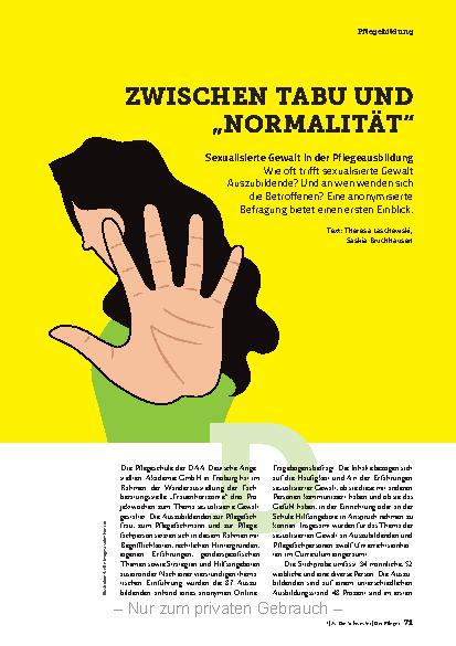 Vorschauseite 1: Zwischen Tabu und "Normalität"