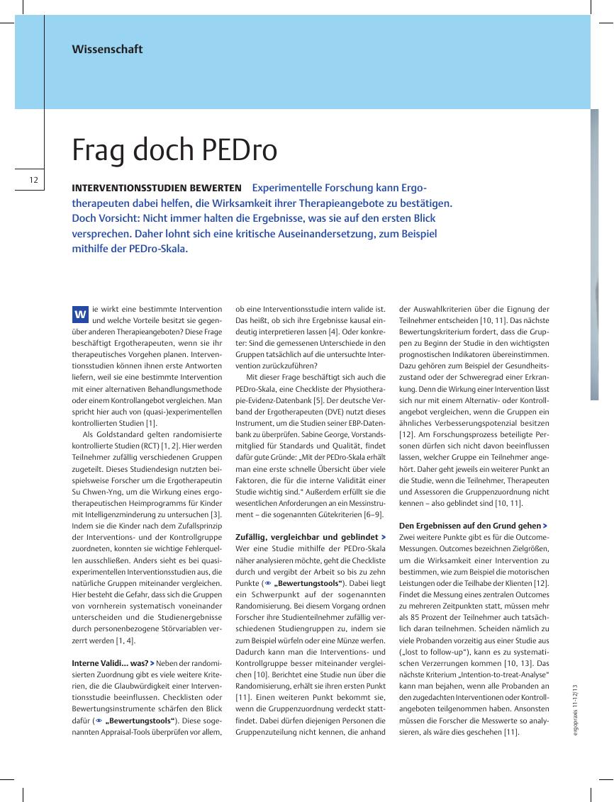 Vorschauseite 1: Interventionsstudien bewerten ? Frag doch PEDro