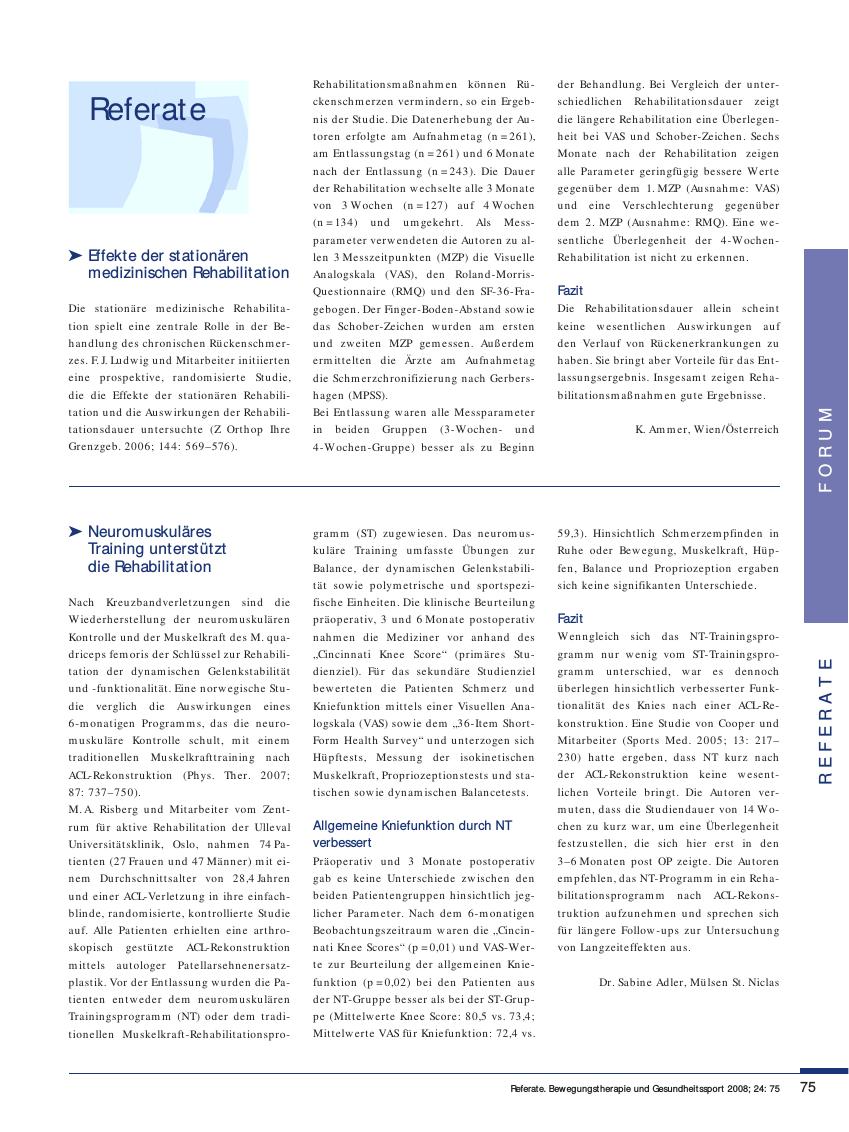 Vorschauseite 1: Effekte der stationären medizinischen Rehabilitation