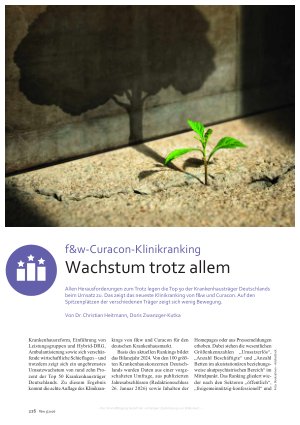 Vorschauseite 1: f&w-Curacon-Klinikranking Wachstum trotz allem