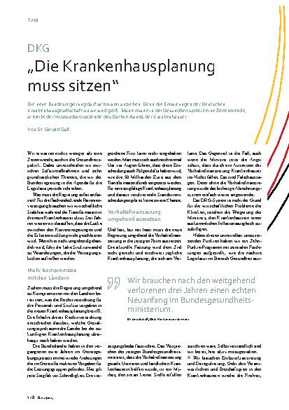Vorschauseite 1: „Die Krankenhausplanung muss sitzen.“
