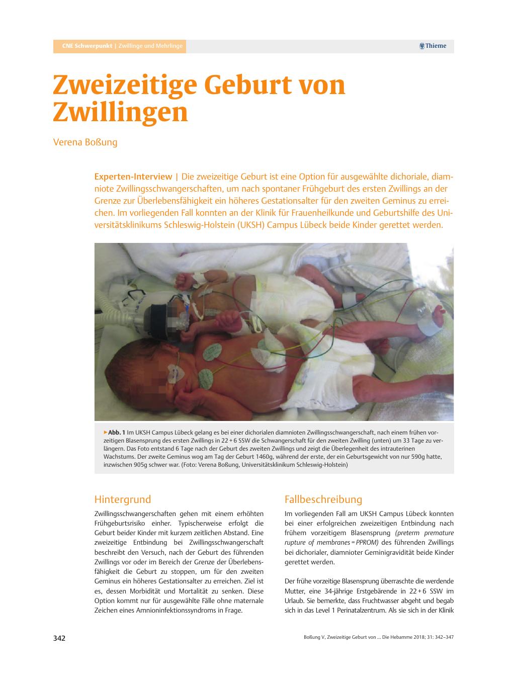 Vorschauseite 1: Zweizeitige Geburt von Zwillingen