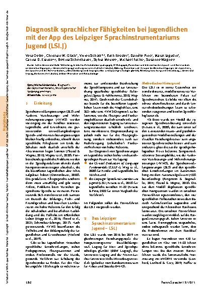 Vorschauseite 1: Diagnostik sprachlicher Fähigkeiten bei Jugendlichen mit der App des Leipziger Sprachinstrumentariums Jugend (LSI. J)