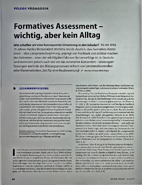 Vorschauseite 1: Formatives Assessment - wichtig, aber kein Alltag