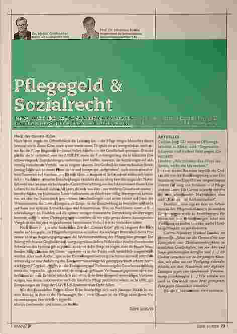 Vorschauseite 1: Pflegegeld und Sozialrecht