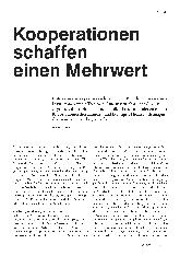 Vorschauseite 1: Kooperationen schaffen einen Mehrwert.