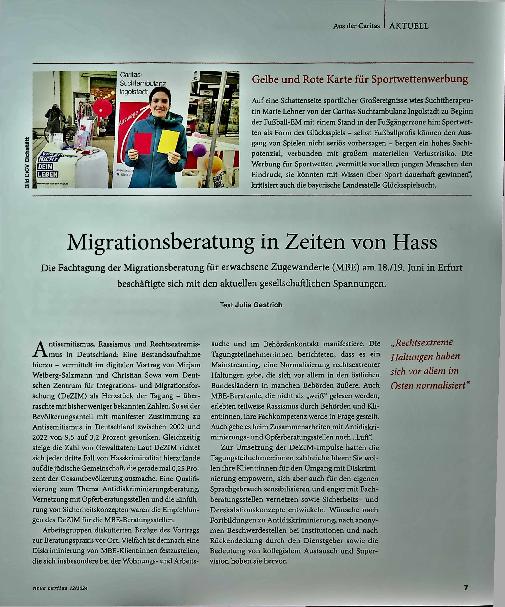Vorschauseite 1: Migrationsberatung in Zeiten von Hass
