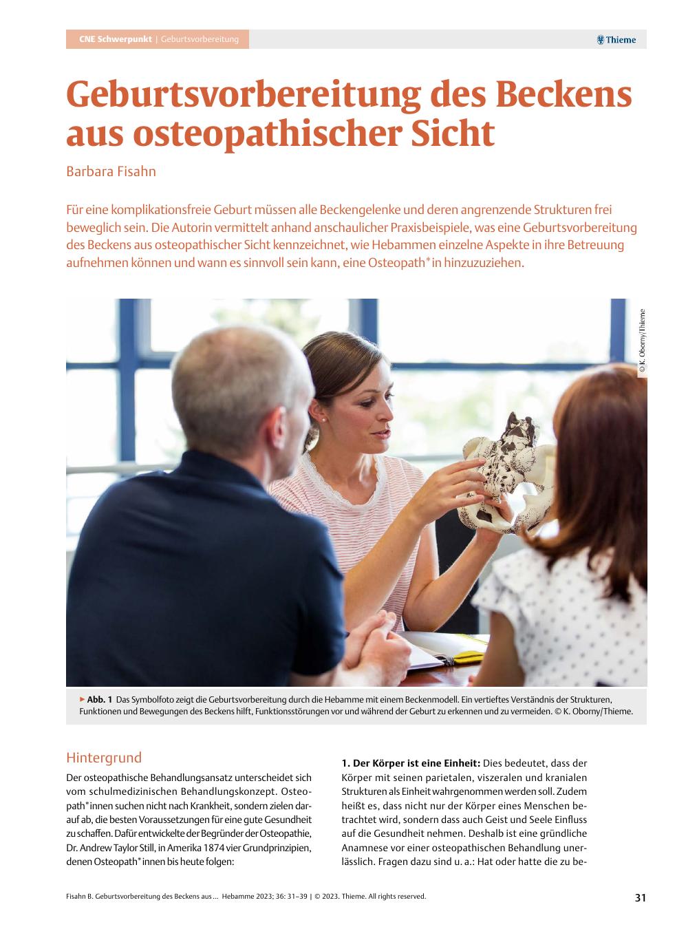 Vorschauseite 1: Geburtsvorbereitung des Beckens aus osteopathischer Sicht