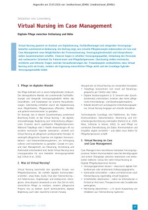 Vorschauseite 1: Virtual Nursing im Case Management Digitale Pflege zwischen Entlastung und Nähe