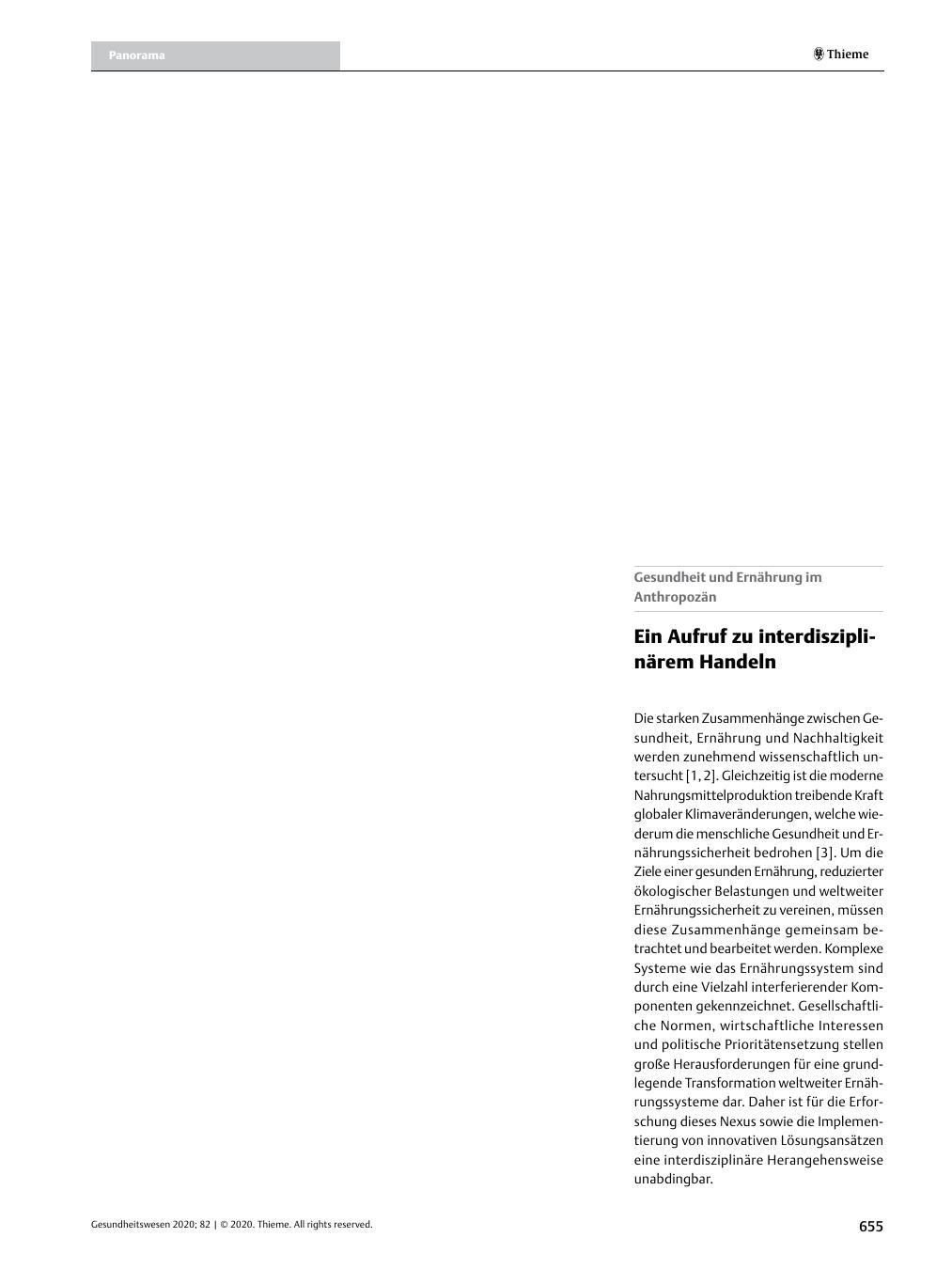 Vorschauseite 1: Ein Aufruf zu interdisziplinärem Handeln