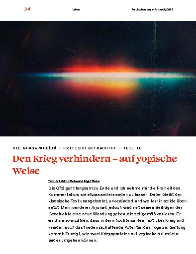 Vorschauseite 1: Den Krieg verhindern – auf yogische Weise