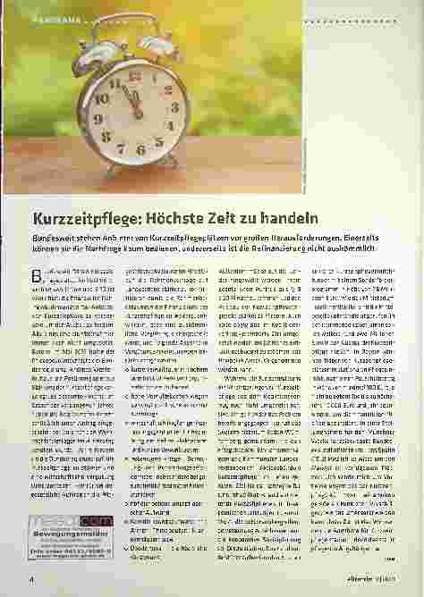 Vorschauseite 1: Kurzzeitpflege: Höchste Zeit zu handeln