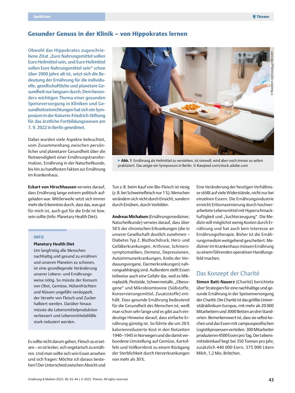 Vorschauseite 1: Gesunder Genuss in der Klinik – von Hippokrates lernen