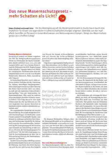 Vorschauseite 1: Das neue Masernschutzgesetz - mehr Schatten als Licht?